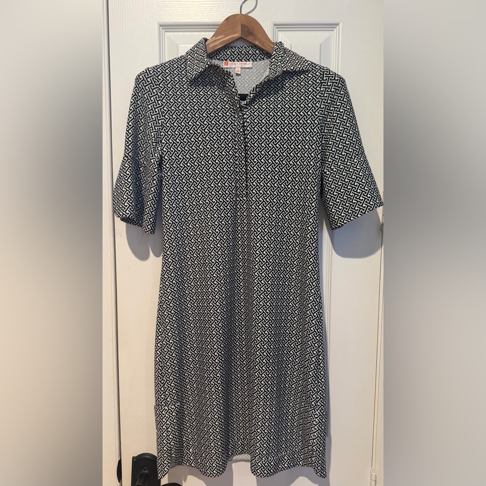 Jude Connally Black & White Geometric Midi Dress Size Small